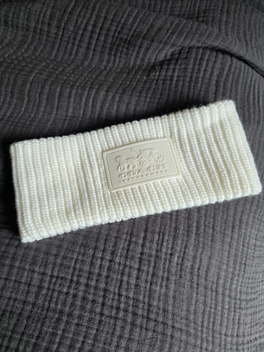 Coach Leatherware Ivory Ribbed Knit Winter Headband Ear Warmer NWOT